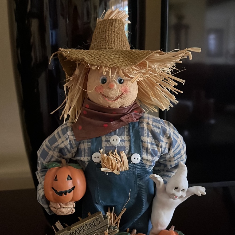 SCARECROW AND WITCH FABRIC MACHE FIGURES 13” TALL APPROXIMATELY HALLOWEEN - Picture 8 of 12